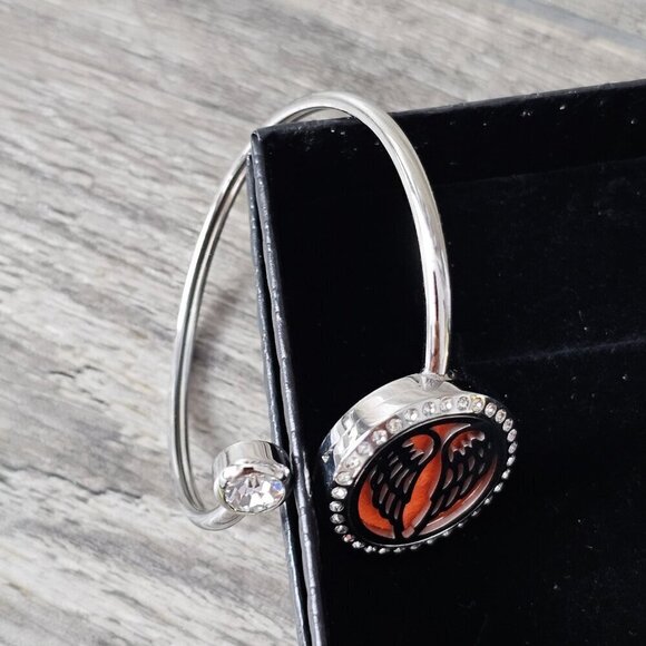 Silver Tone Stainless Steel Angel Wing Essential Oil Wrap Bracelet - Picture 7 of 7